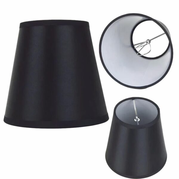 Abat-jour lampe de chevet noir en tissus sous différents angles