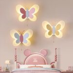 Lampe de chevet murale forme papillon avec interrupteur, accrochée au mur