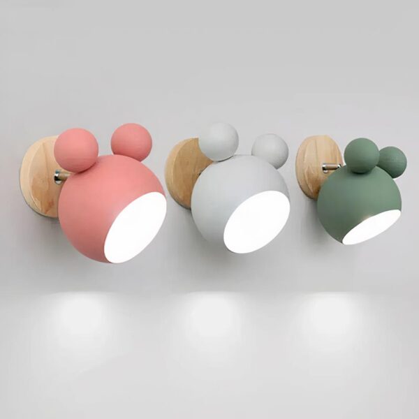 Lampe de chevet murale pour bébé en forme de Mickey de plusieurs couleurs accrochées au mur