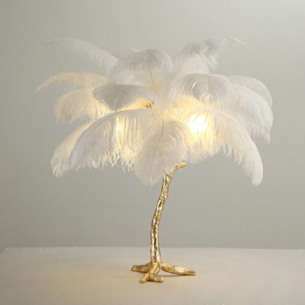 Lampe de chevet plume sur pied