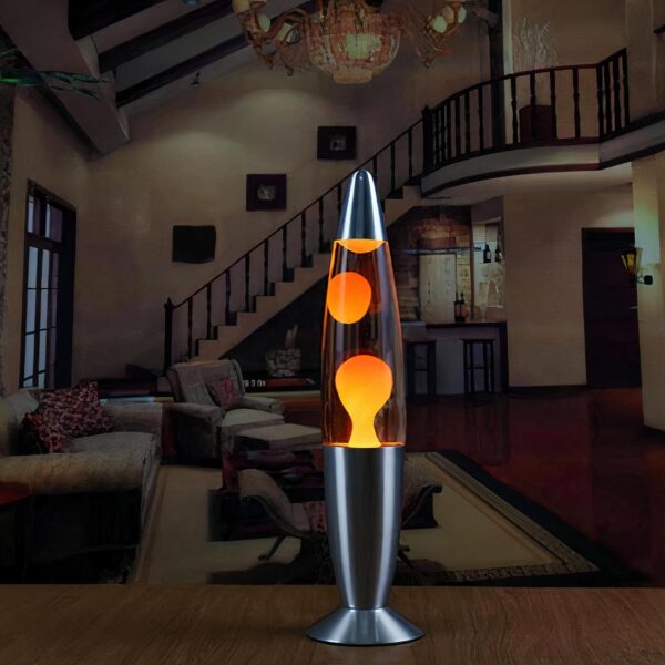 Lampe à lave métallique orange