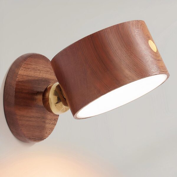 Lampe de chevet bois murale à charge USB