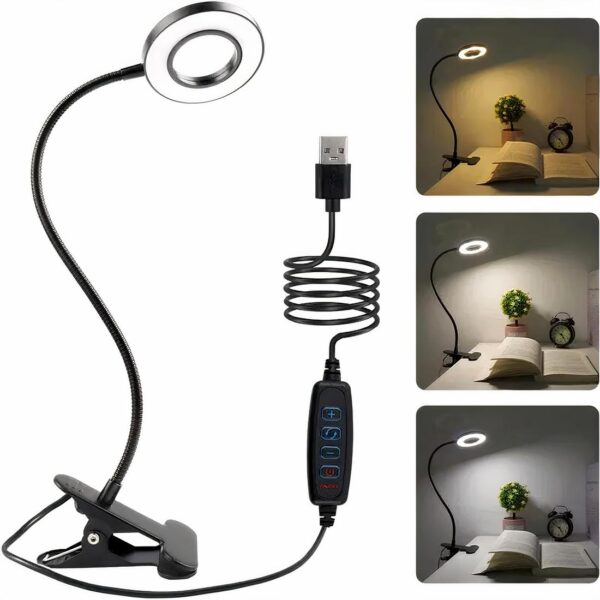 Lampe de chevet pince à clip noir