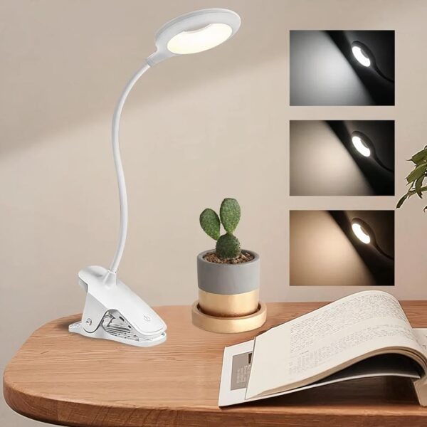 Lampe de chevet pince avec 3 niveaux de luminosité