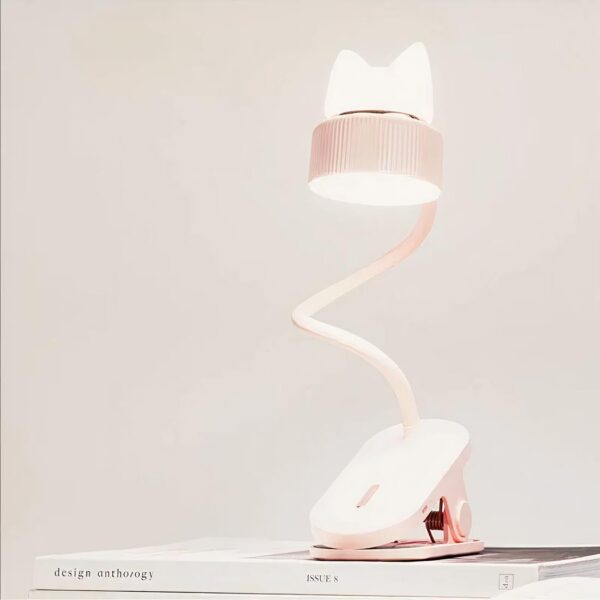 Lampe de chevet pince en forme de chat rose