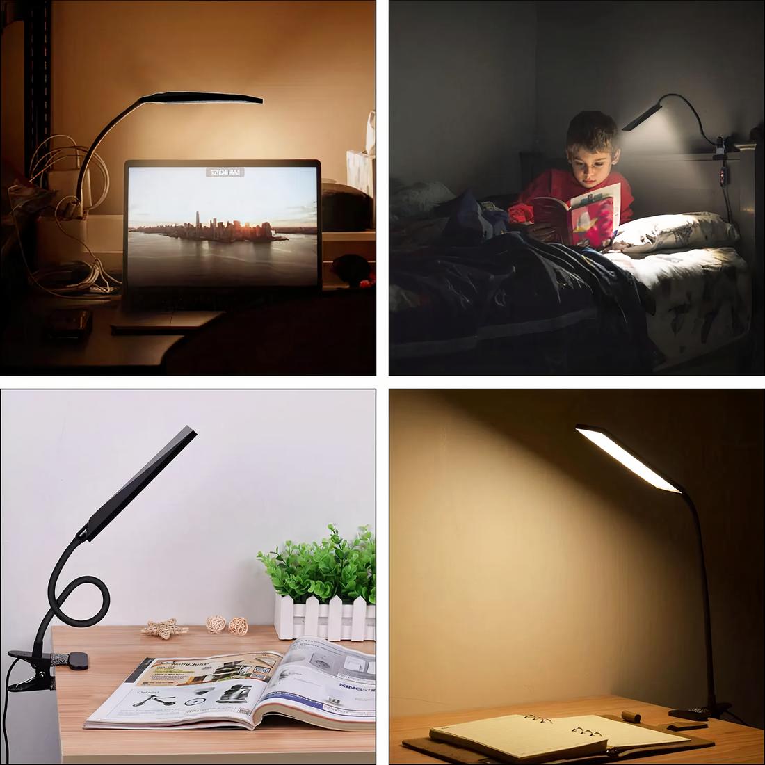 Lampe De Bureau à Clipser à Intensité Variable, 3 Modes De Couleur, 10 Niveaux De Luminosité