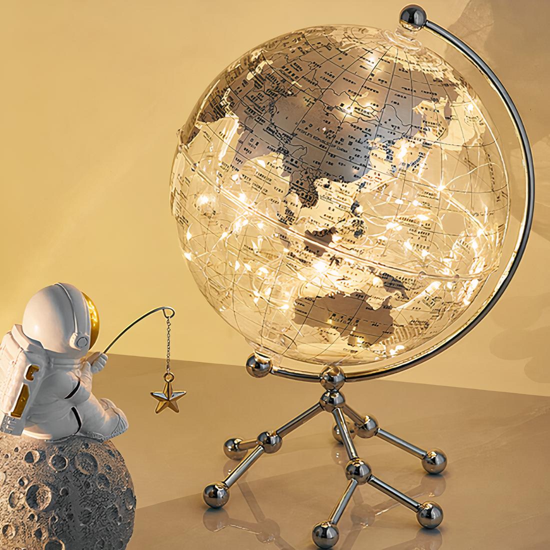 Lampe de chevet globe terrestre doré