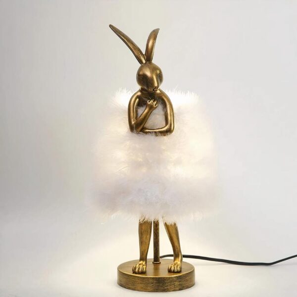 Lampe de chevet plume en forme de lapin blanc