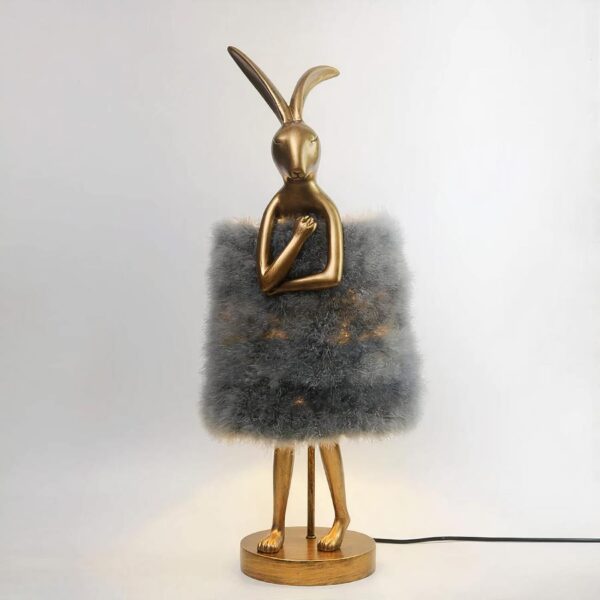 Lampe de chevet plume en forme de lapin gris