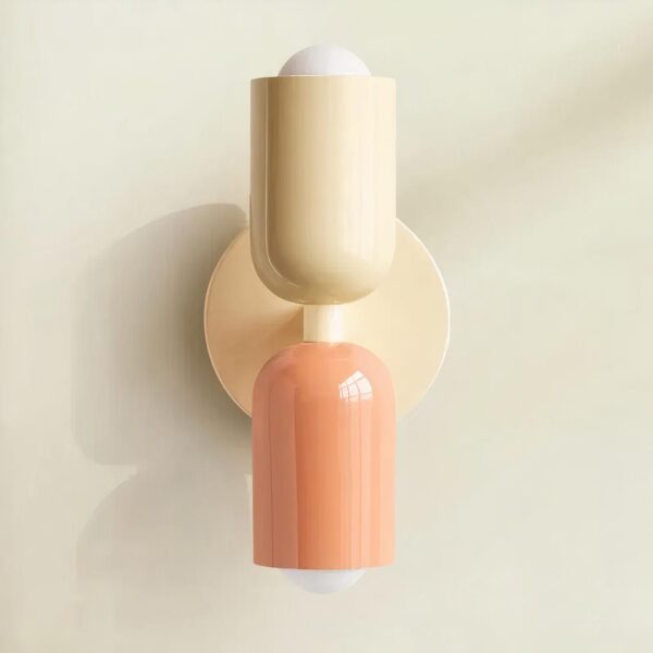 Lampe de chevet scandinave à double tête beige et rose