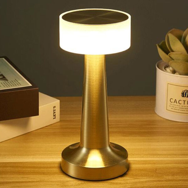 Lampe de chevet vintage ronde tactile en métal