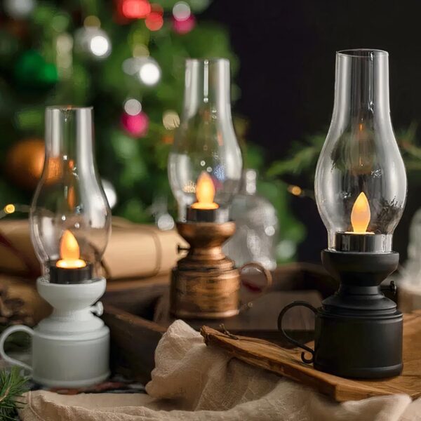 3 lampes de chevet vintage style lampe à huile posées sur uen table
