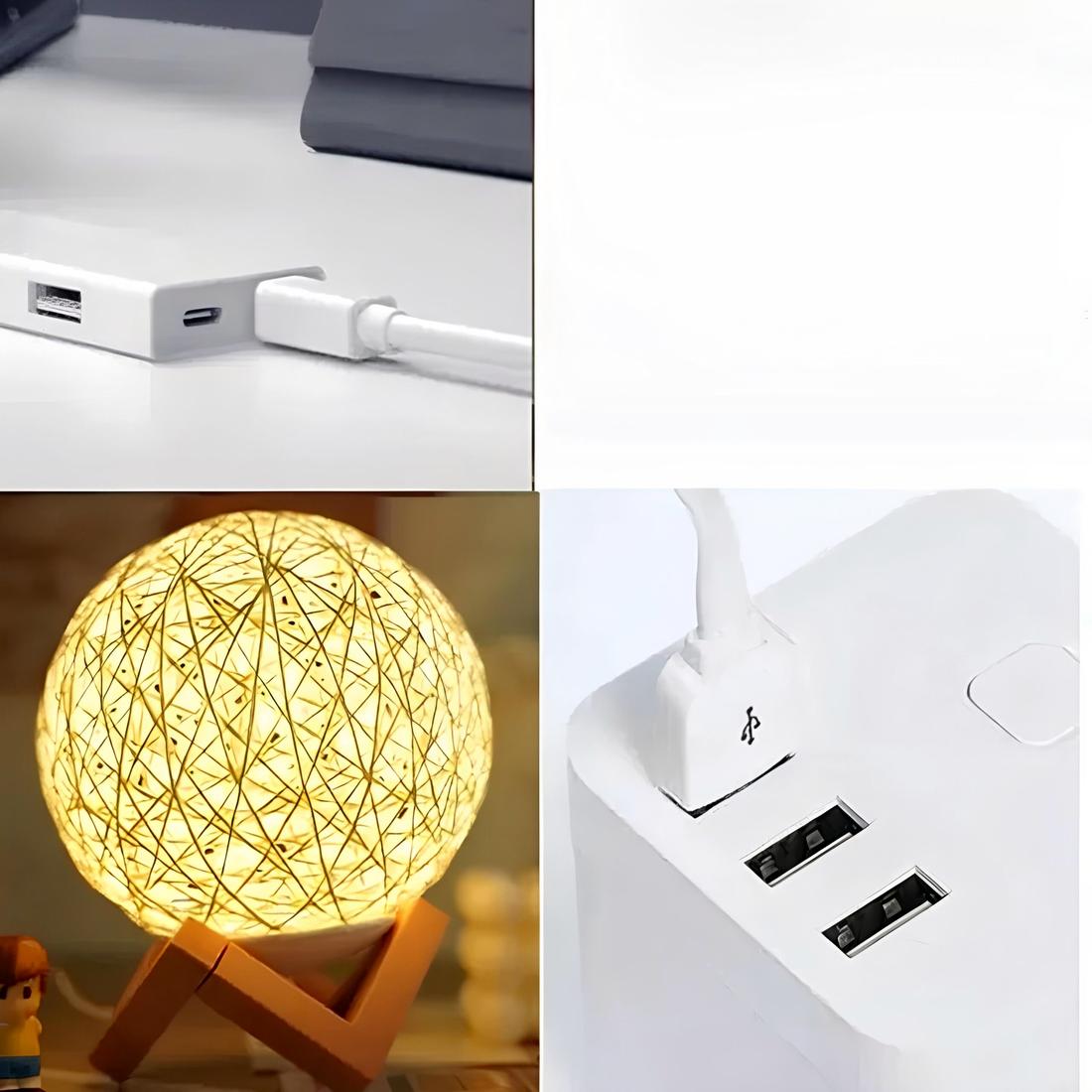 Lampe de chevet avec boule en rotin coloré – Image 10