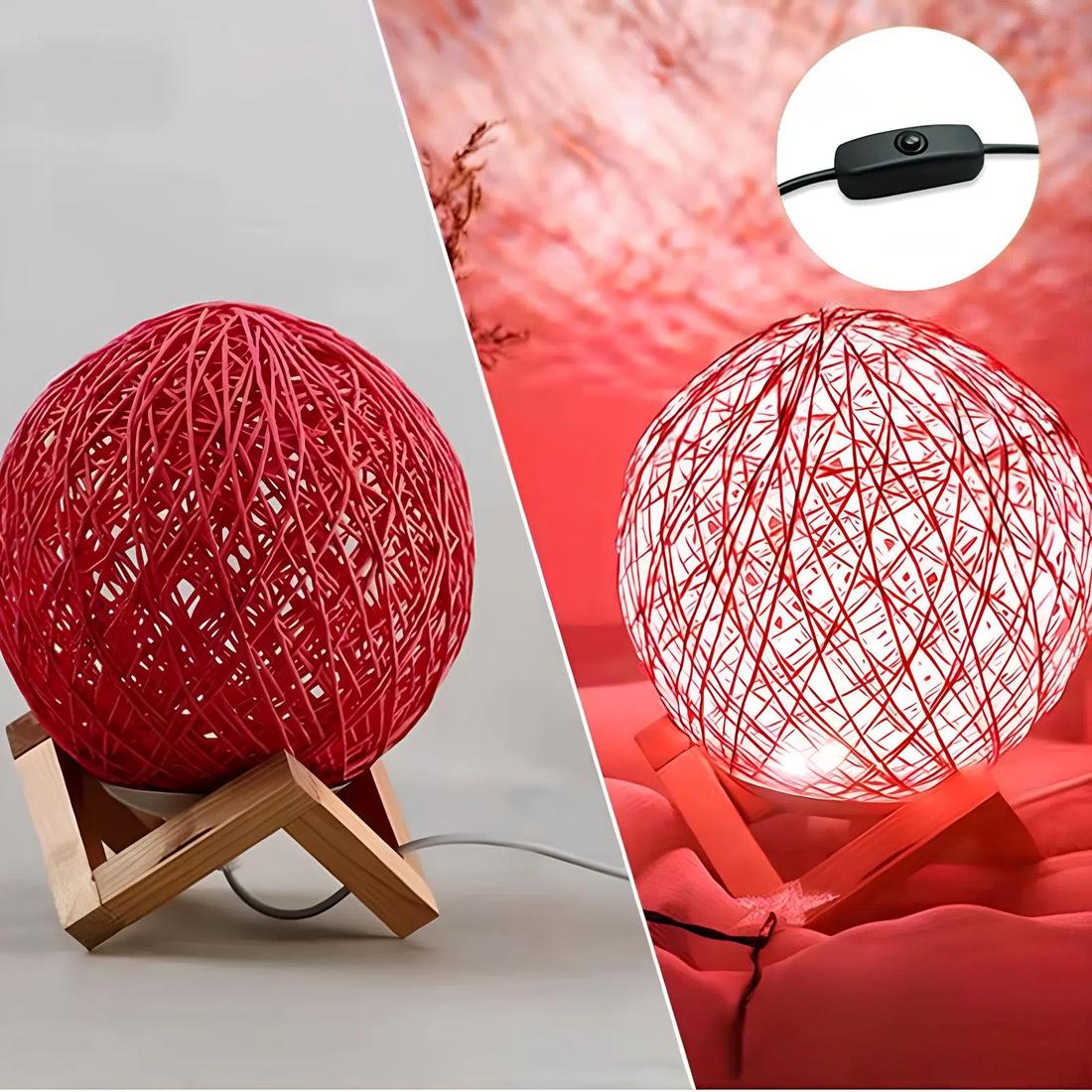 Lampe de chevet avec boule en rotin coloré – Image 6