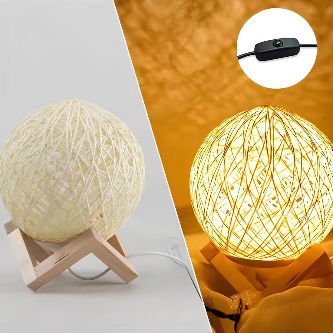 Lampe de chevet avec boule en rotin coloré – Image 7