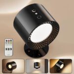 Lampe de chevet murale à double tête noir 360° avec une télécommande