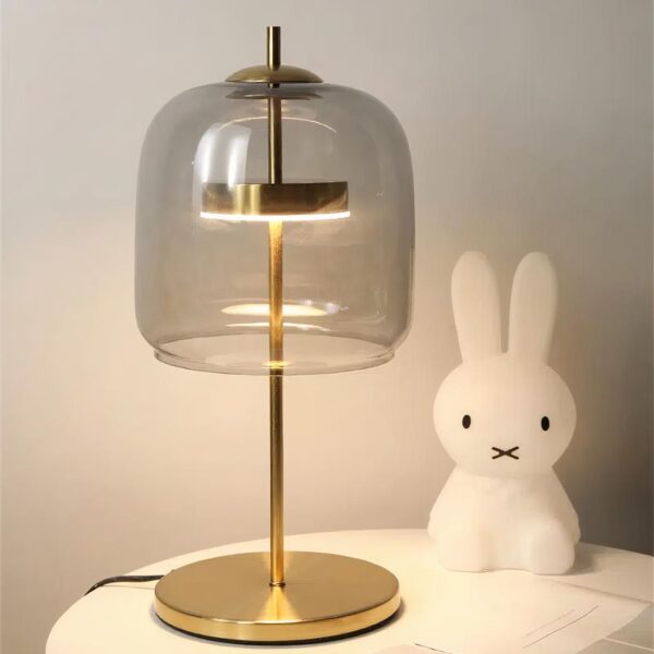 Lampe de chevet vintage à LED en verre fumé