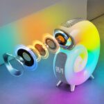 Lampe de chevet sans fil escargot avec option réveil et haut parleur bluetooth intégré